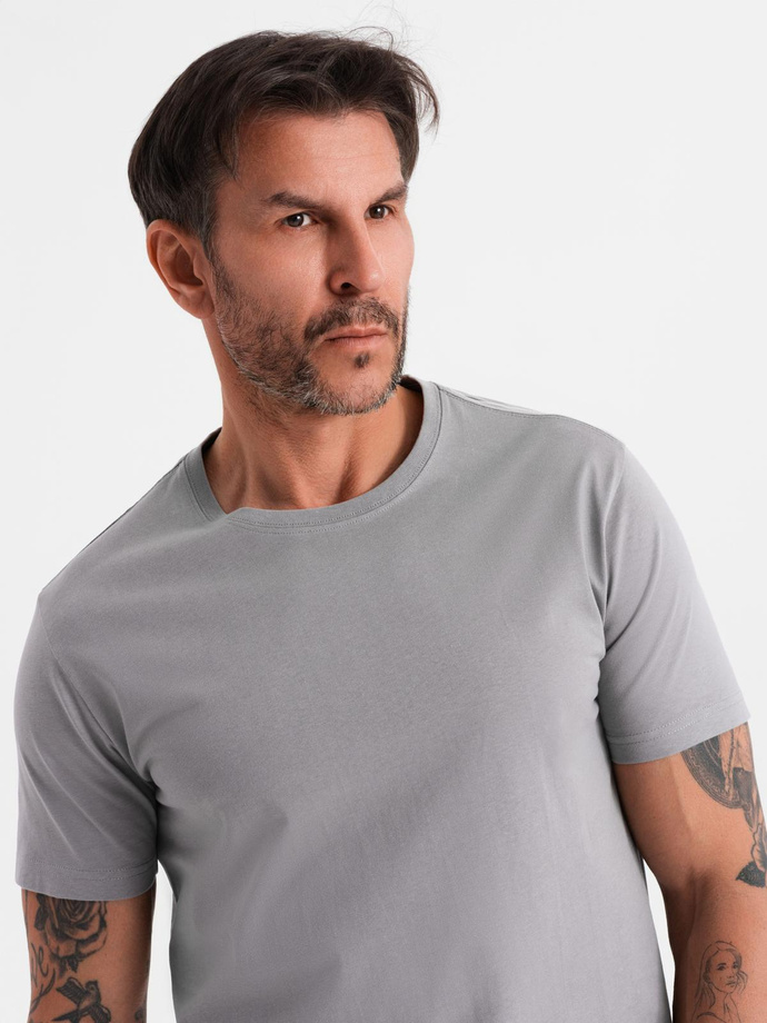 Men's classic cotton BASIC T-shirt - grey V3 OM-TSBS-0236