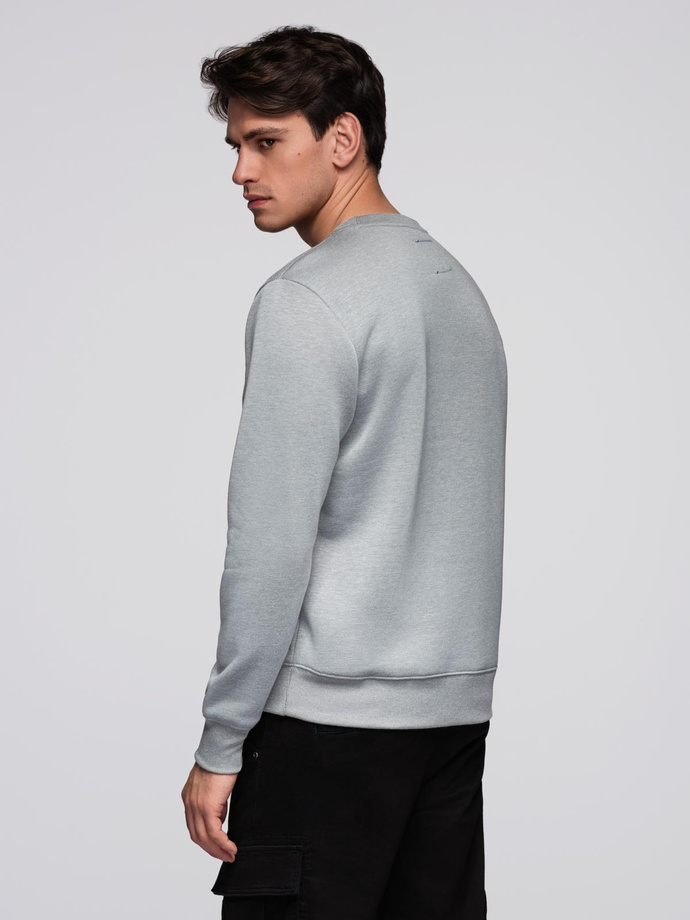 Classic men's sweatshirt with inscription - grey melange V1 B1711