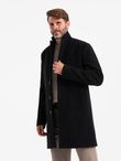 Single-breasted long men's suit style coat - black V1 OM-COWC-0105