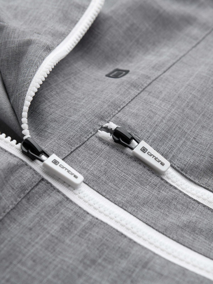 Men's lightweight sports jacket with fleece lining - gray V3 OM-JANP-0136