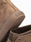 Męskie wysokie buty trampki z dekoracyjną lamówką – brązowe V2 OM-FOTH-0158