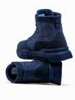 Męskie buty sneakersy za kostkę z rzeźbioną podeszwą – granatowe V4 T392