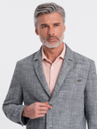 Men's REGULAR cut jacket with linen - graphite V5 OM-BLZB-0128