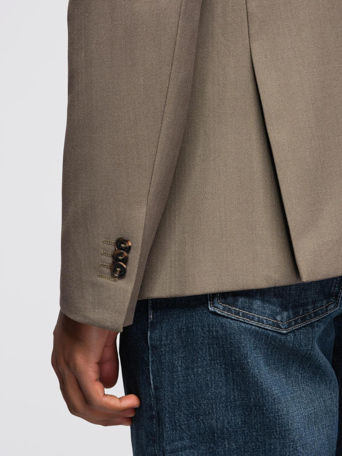 Męska elegancka marynarka SLIM FIT z rayonem – oliwkowa V5 OM-BLZB-0135 