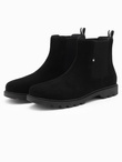 Wsuwane zamszowe buty męskie z wysoką cholewką – czarne V1 OM-FOBO-0173