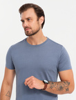 BASIC men's cotton shirt set with round neckline - white/graphite/blue denim V8 OM-TSBS-0232