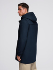 Men's insulated coat with hood and concealed zipper - black V1 OM-COWC-0110
