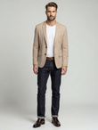 Elegancka męska marynarka SLIM FIT z rayonem – beżowa V2 OM-BLZB-0135