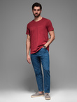 T-shirt LOOSE FIT męski z kieszonką – czerwony V3 OM-TSCT-0171 