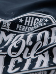 Men's motorcycle style printed t-shirt - navy blue V4 OM-TSPT-0125