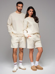Klasyczna bluza dresowa unisex z okrągłym dekoltem – kremowa V2 OU-SNBC-0104