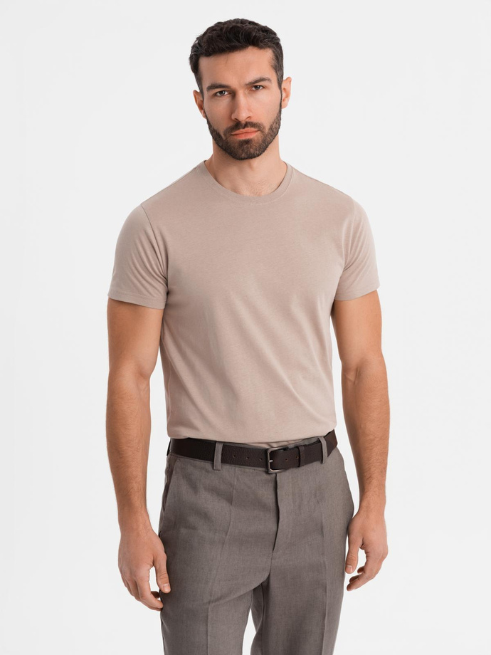 Classic BASIC men's cotton T-shirt - sand V11 OM-TSBS-0236