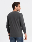 Męski longsleeve BASIC z okrągłym dekoltem - grafitowy V6 OM-LSBL-0106
