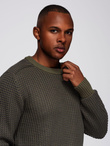 Knitted monochrome men's viscose cardigan - navy blue V1 OM-SWCD-0126