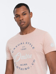 Men's printed cotton t-shirt - light pink V3 S1752