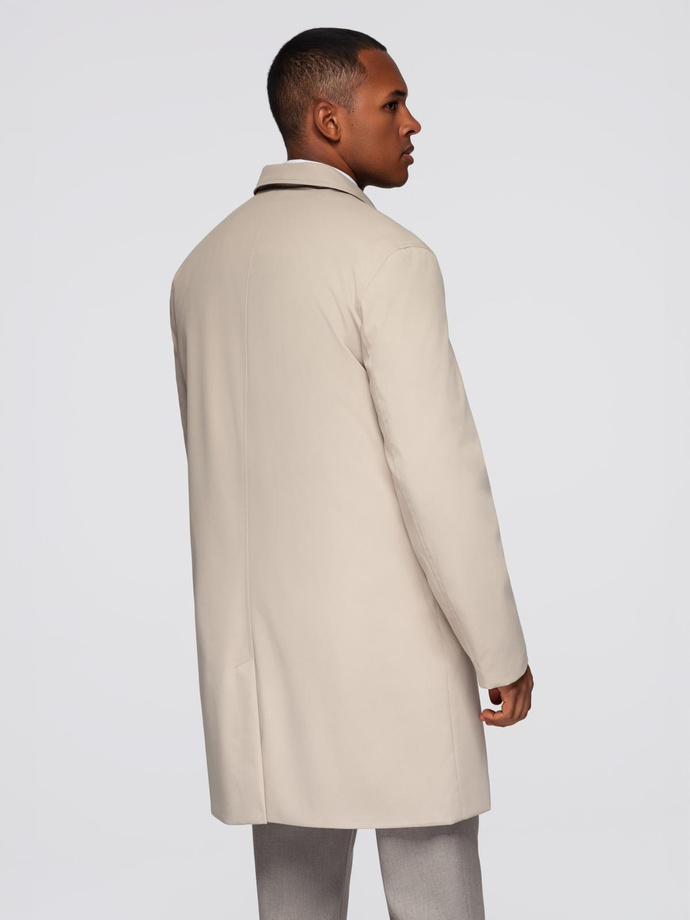 Men's insulated coat with hood and concealed zipper - black V1 OM-COWC-0110