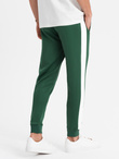 Men's sweatpants joggers with contrasting stripes - dark green V7 OM-PASK-0229