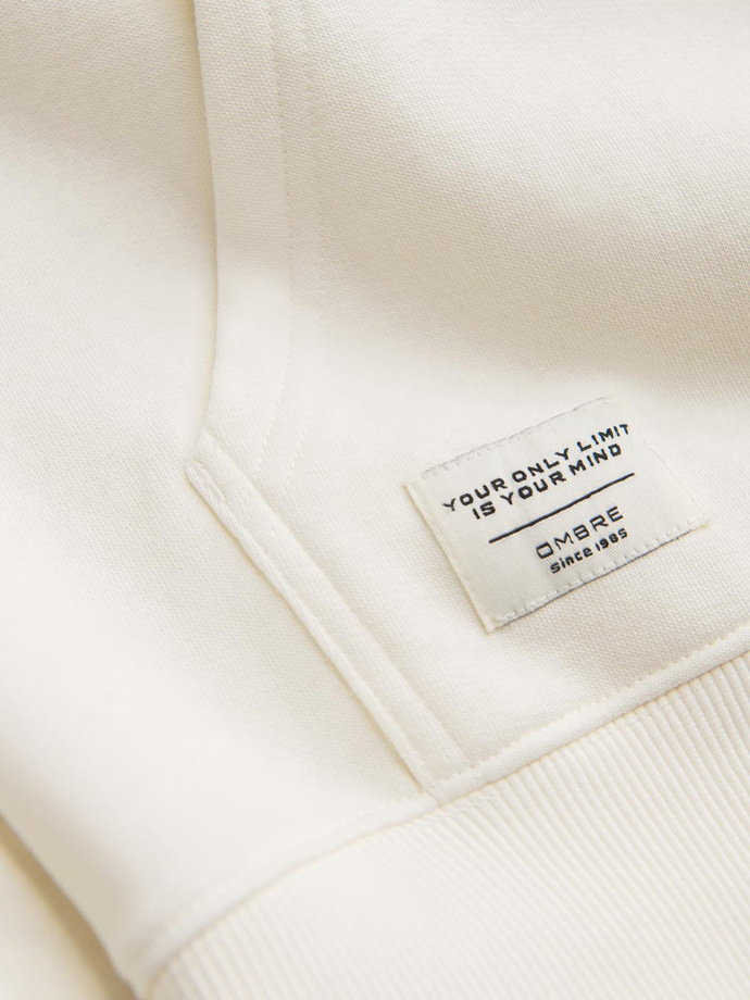 Męska bluza dresowa BASIC kangurka z kapturem - kremowa V11 B1674