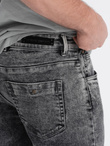 Spodnie męskie jeansowe slim fit z przeszyciem na kolanach - szary V3 OM-PADP-0109