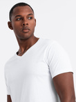 BASIC men's V-neck cotton shirt set - gray-green/white/beige V14 OM-TSBS-0233 