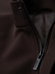 Men's coat with asymmetrical fastening and high collar - light brown V4 OM-COWC-0120