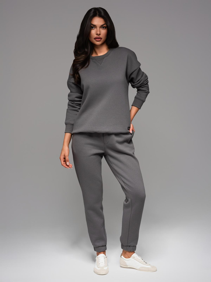 Klasyczne spodnie dresowe ze ściągaczami unisex– szare V18 OU-PSBC-0100