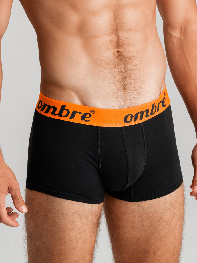 Men's cotton boxer shorts with contrasting elastic - 7-pack black V1 OM-UNBO-0100