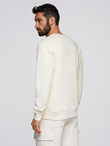 BASIC men's sweatshirt with round neckline - cream V11 OM-SSBN-0175