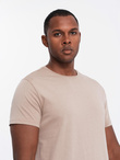Set of men's BASIC cotton shirts with round neckline - black/gray/sand V7 OM-TSBS-0232