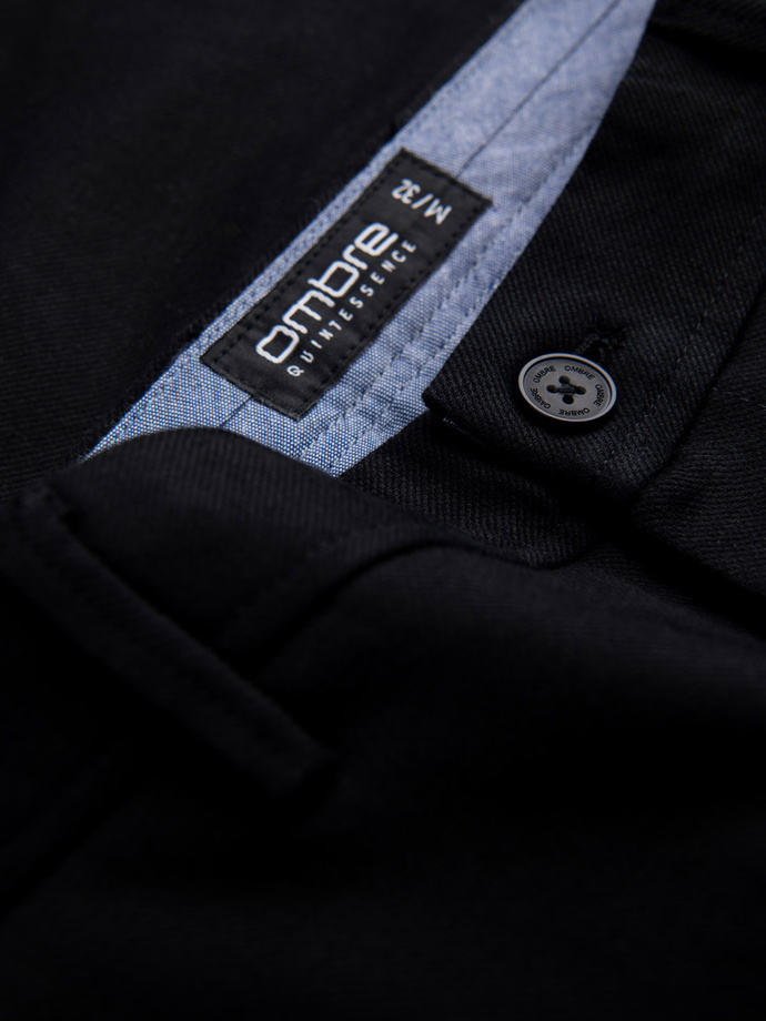 Spodnie męskie chino SLIM FIT z  delikatną teksturą - czarne V5 OM-PACP-0190
