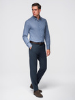 Koszula męska SLIM FIT z ozdobnej tkaniny – niebieska V1 OM-SHCS-0175