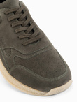 Lightweight suede men's sports style sneakers - olive V1 OM-FOSL-0205