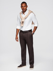 Classic men's SLIM FIT shirt in satin fabric - white V1 OM-SHOS-0176