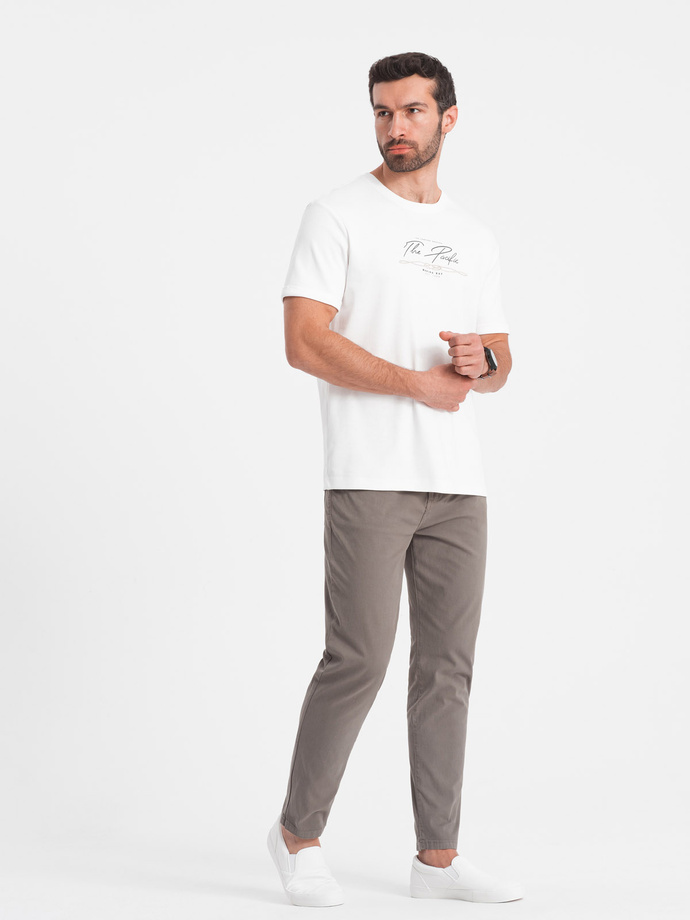 Men's tailored chino pants - dark beige V5 OM-PACP-0151