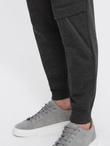 Men's sweatpants with stitching and zipper on leg - graphite melange V2 OM-PASK-0147