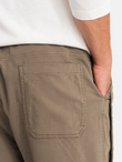 Men's knitted joggers with pleats - dark brown V2 OM-PAJO-0202