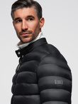 Men's quilted classic jacket with stand-up collar - black V1 OM-JALP-0261