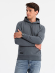 Bluza męska dresowa kangurka z kapturem BASIC – grafitowa V11 OM-SSBN-0161