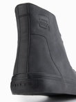 Men's high-top sneakers with matte texture and embossed logo - black V1 OM-FOTH-0185