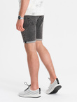 Men's denim shorts with rolled up legs - gray V3 OM-SRDS-0134