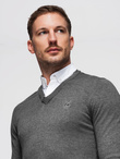 Men's sweater with a "v-neck" neckline with a shirt collar - graphite V3 OM-SWSW-0102