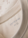 Men's T-shirt with print and round neckline - cream V2 OM-TSFP-0187