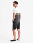 Men's shorts with elastic waistband and wash effect - black V4 OM-SRDS-0192