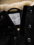 Men's long parka jacket with sheepskin - black V4 OM-JAPJ-0316