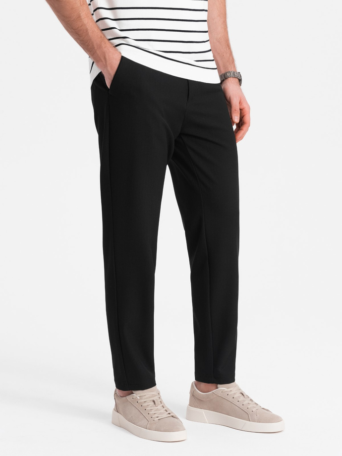 Men's chino pants with elastic waistband SLIM FIT - black V3 OM-PACP-0158