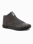 Buty męskie sneakersy za kostkę z kontrastową podeszwą - grafitowe V3 OM-FOTH-0124