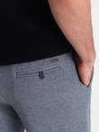 Men's shorts made of two-tone melange knit fabric - navy blue V1 OM-SRCS-0127