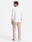 Men's longsleeve with buttons at the neckline - white V10 OM-LSCL-0107