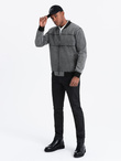 Men's denim bomber jacket with stone wash effect - grey V1 OM-JADJ-0163