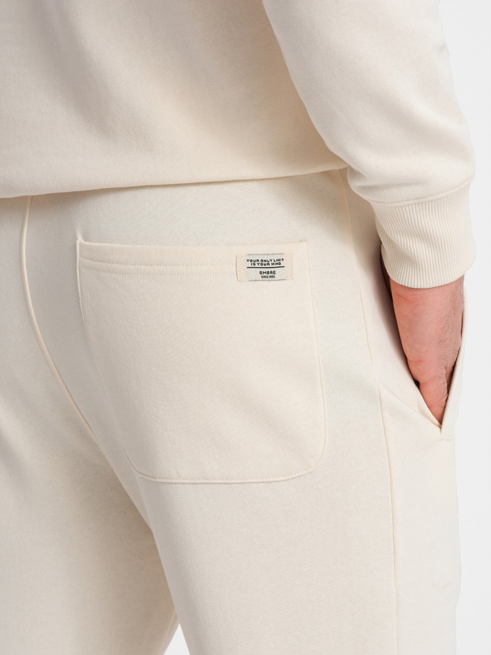 Męski dresowy komplet bluza + spodnie – kremowy V11 Z78